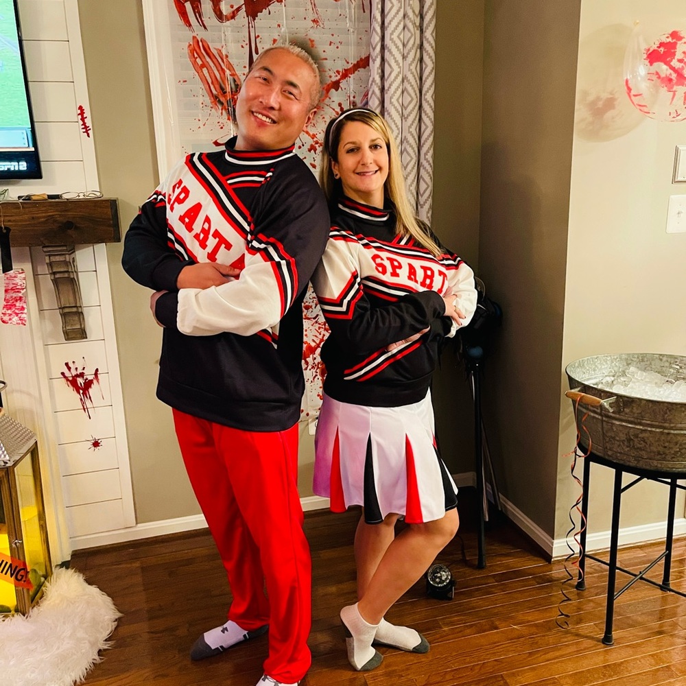 Men’s size large spartan cheerleader costume.